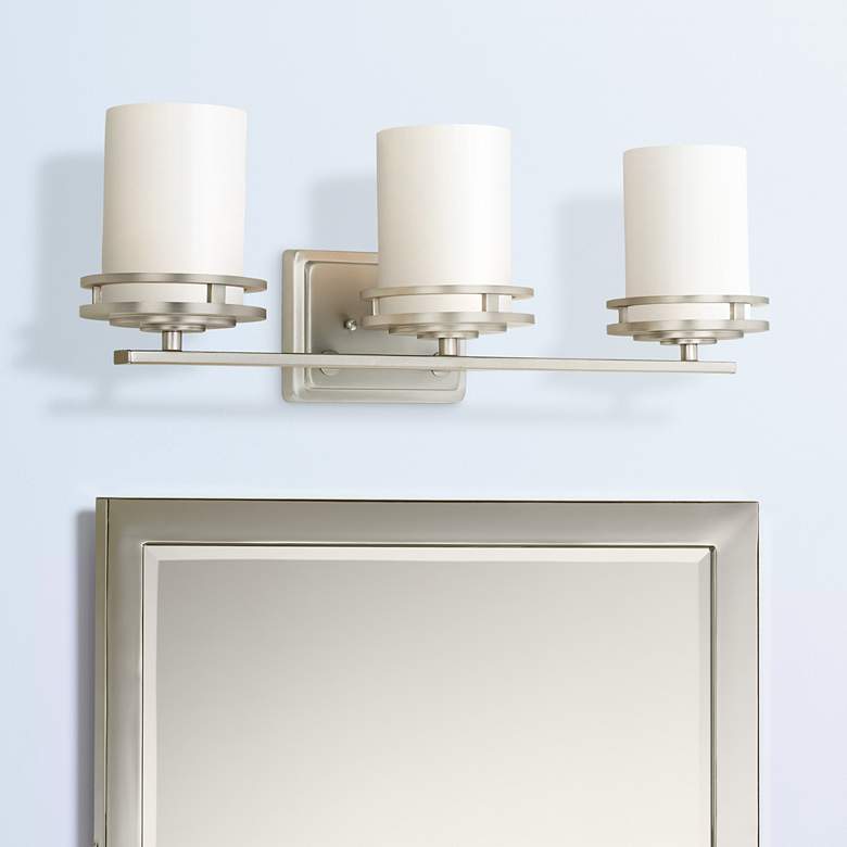 Image 1 Kichler Hendrik Nickel 24 inch Wide 3-Light Bathroom Light Fixture