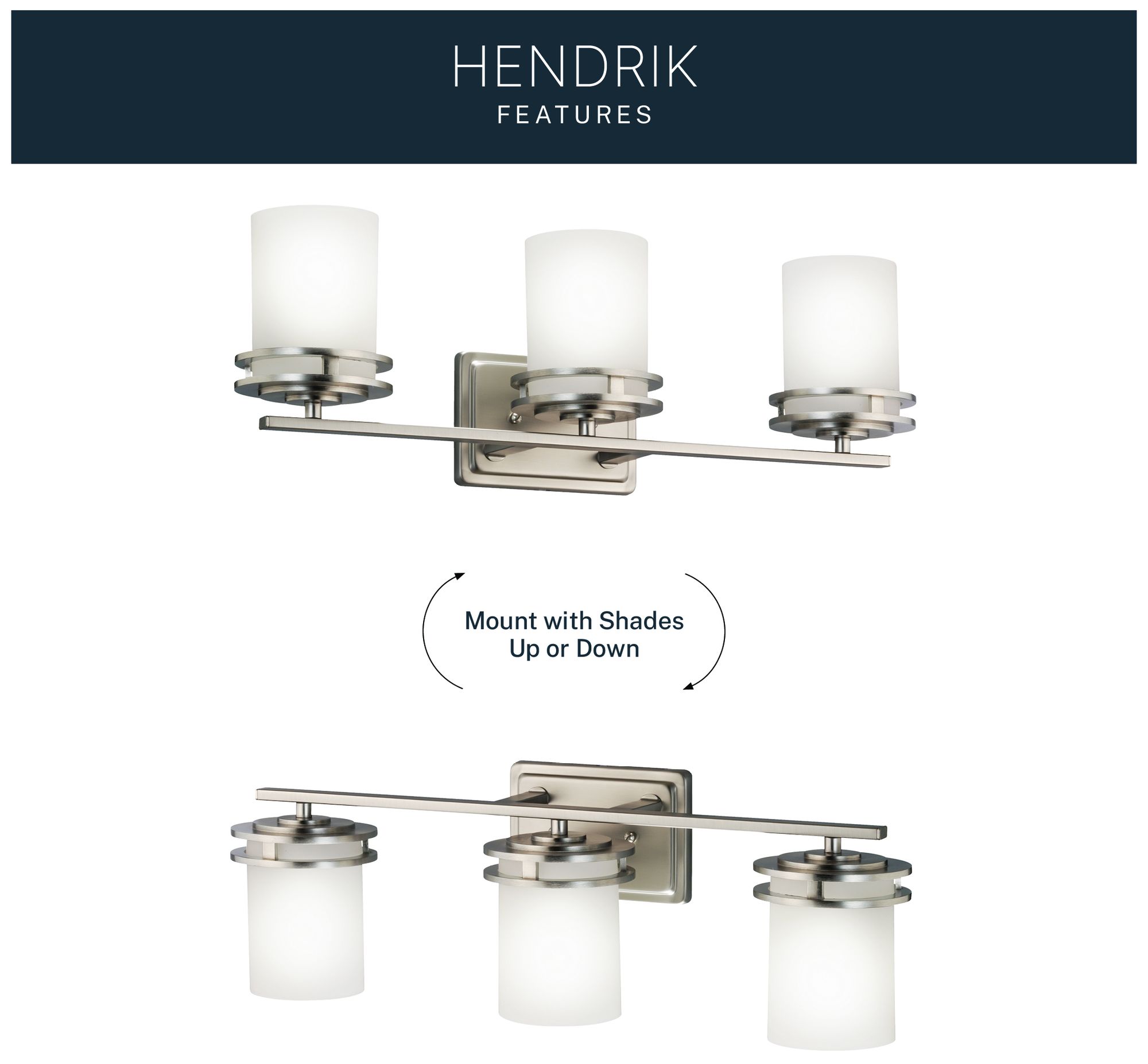 Image 7 Kichler Hendrik Nickel 24" Wide 3-Light Bathroom Light Fixture more views