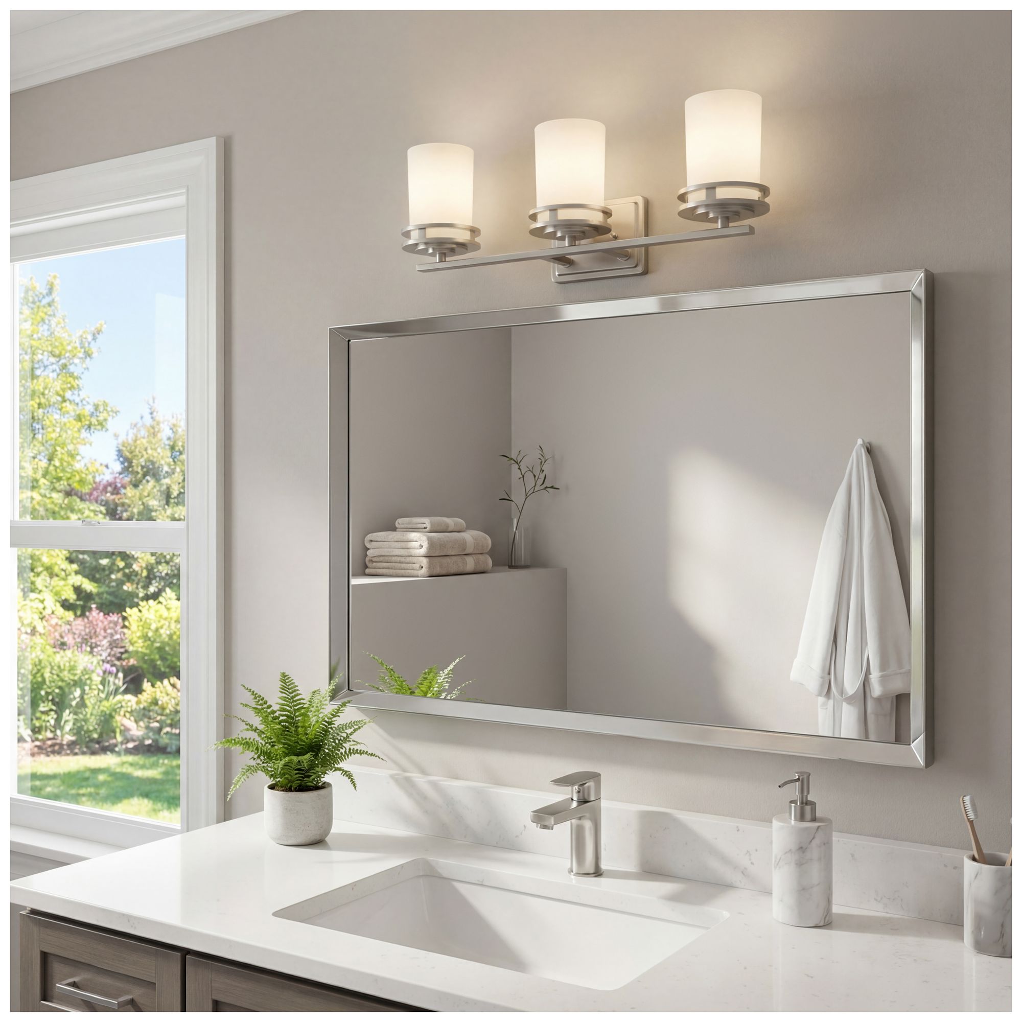 Kichler Hendrik Nickel 24" Wide 3-Light Bathroom Light Fixture