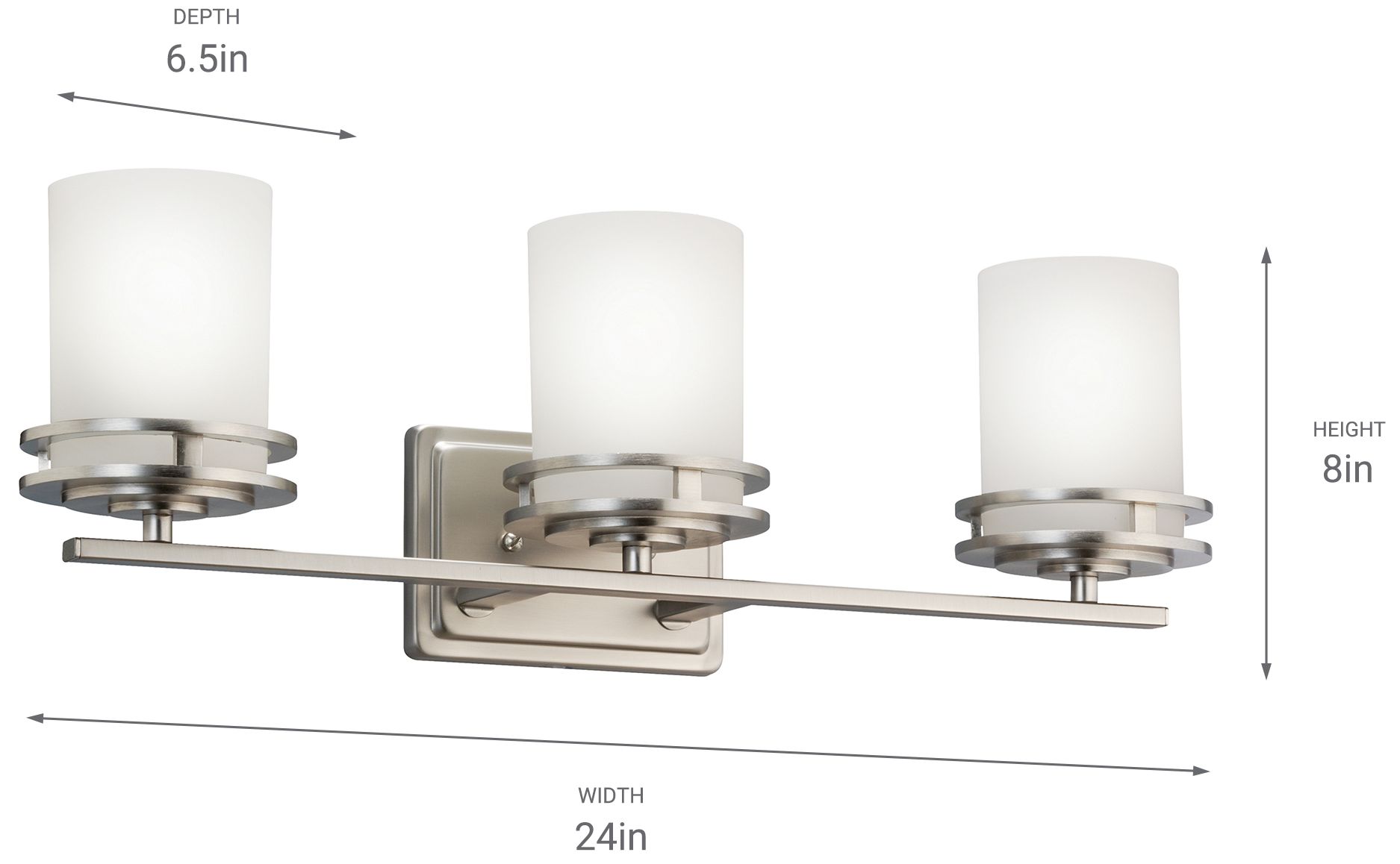 Kichler Hendrik Nickel 24" Wide 3-Light Bathroom Light Fixture