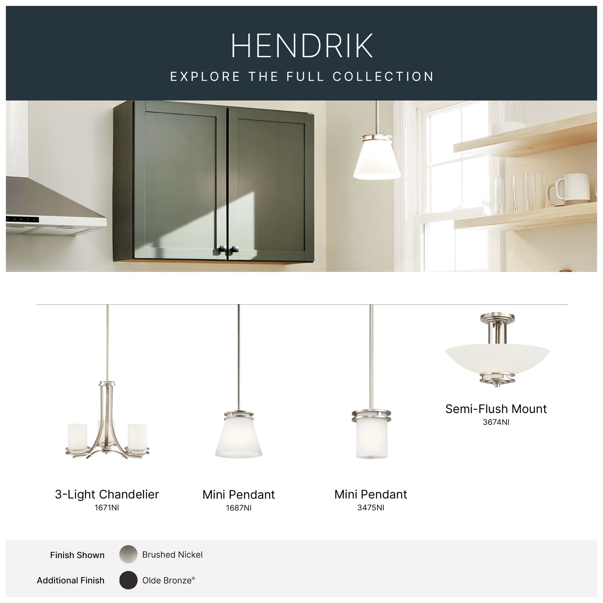 Kichler Hendrik Nickel 24" Wide 3-Light Bathroom Light Fixture
