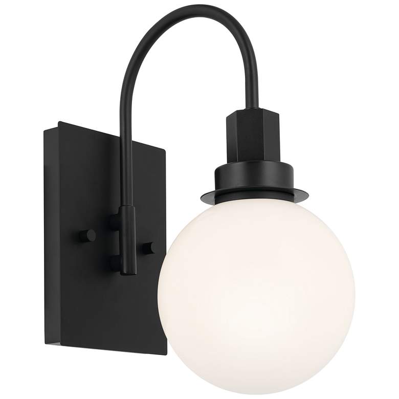Image 1 Kichler Hex 11.5 Inch 1 Light Wall Sconce with Opal Glass in Black