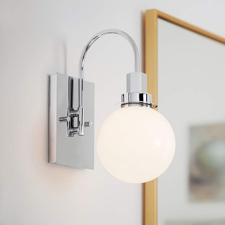 Image 1 Kichler Hex 11.5 Inch 1 Light Wall Sconce with Opal Glass in Chrome