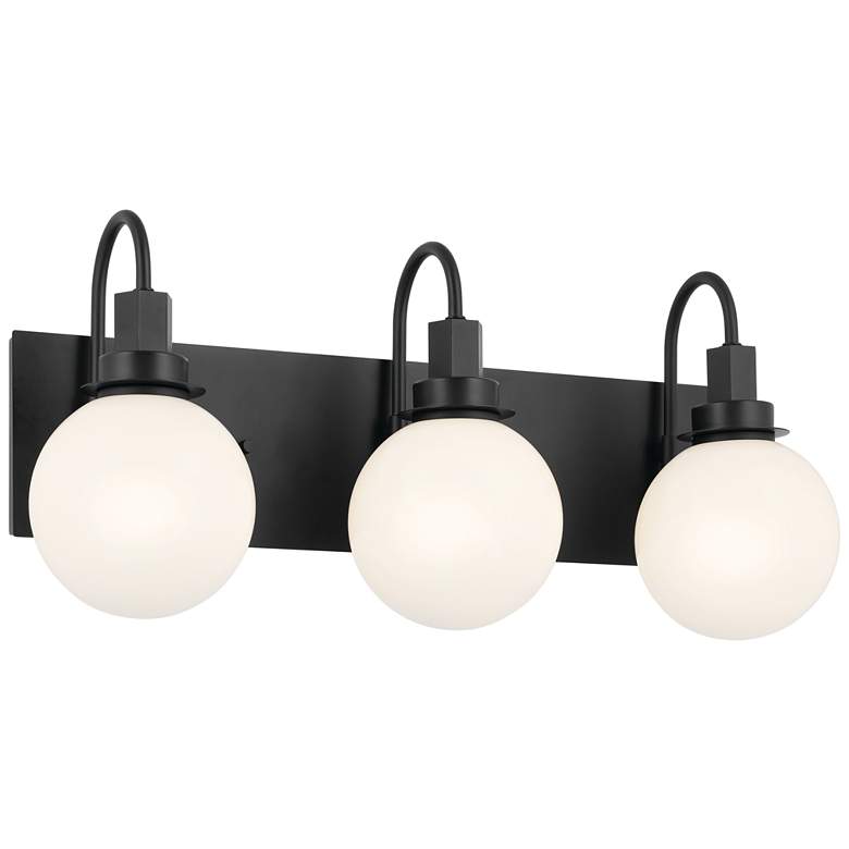 Image 1 Kichler Hex 22.75 Inch 3 Light Vanity with Opal Glass in Black