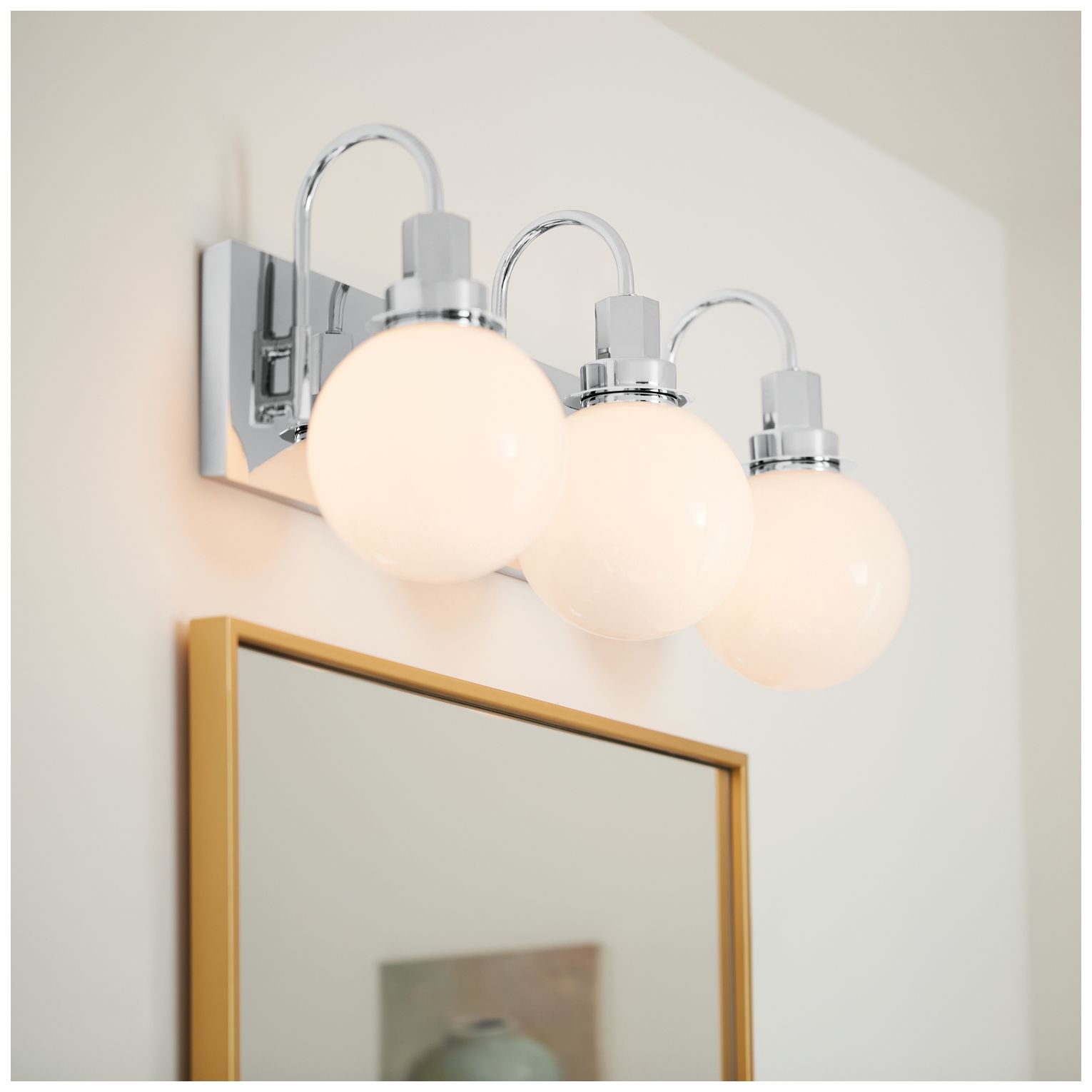 Kichler Hex 22.75 Inch 3 Light Vanity with Opal Glass in Chrome