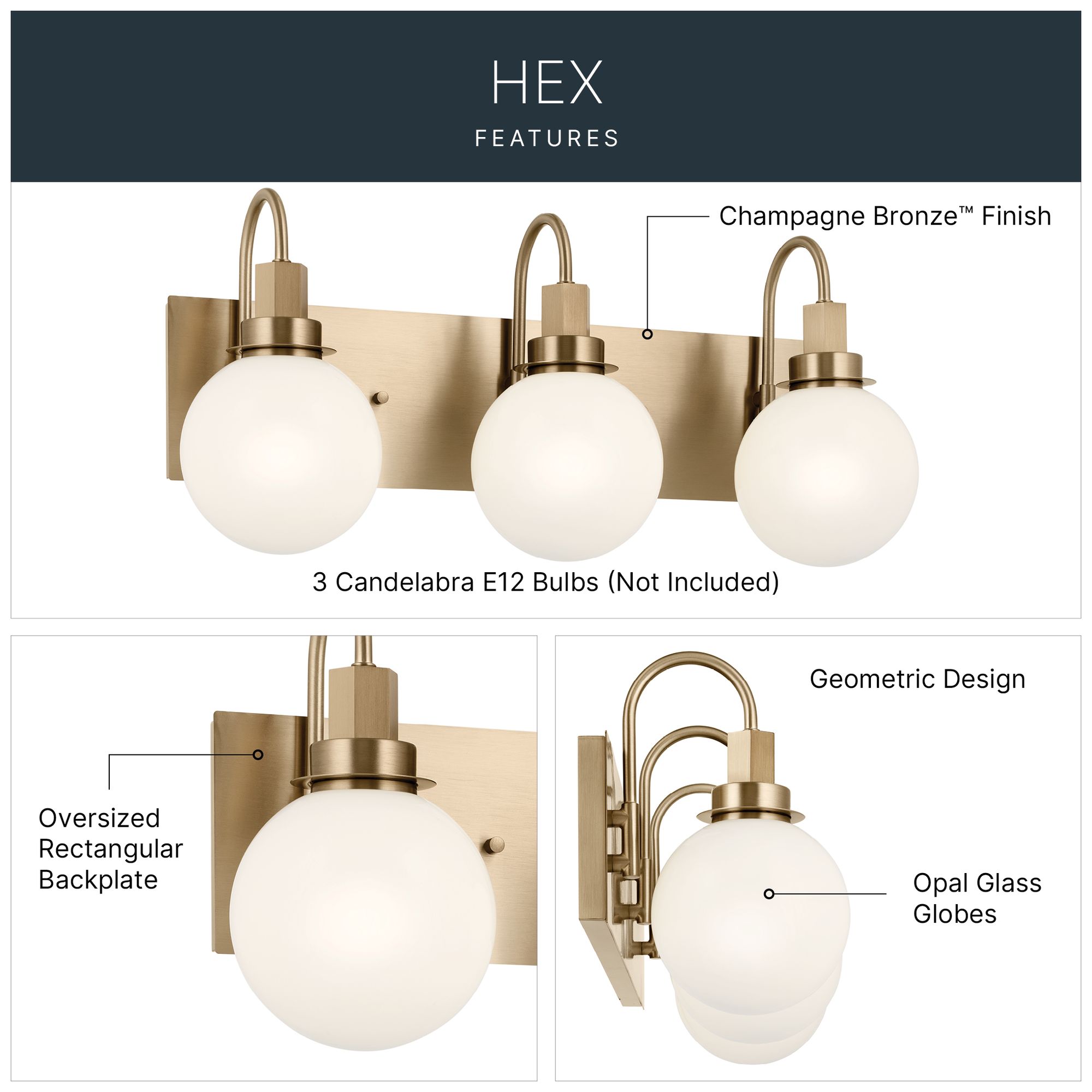 Image 4 Kichler Hex 22 3/4" Wide Champagne Bronze 3-Light Bath Light more views
