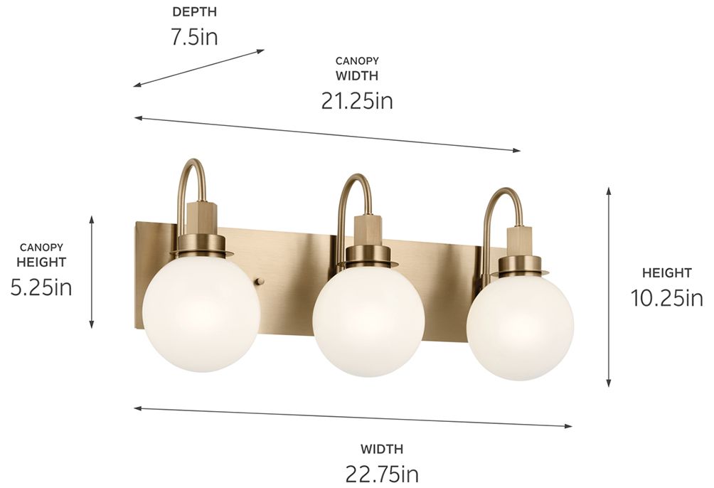Kichler Hex 22 3/4" Wide Champagne Bronze 3-Light Bath Light