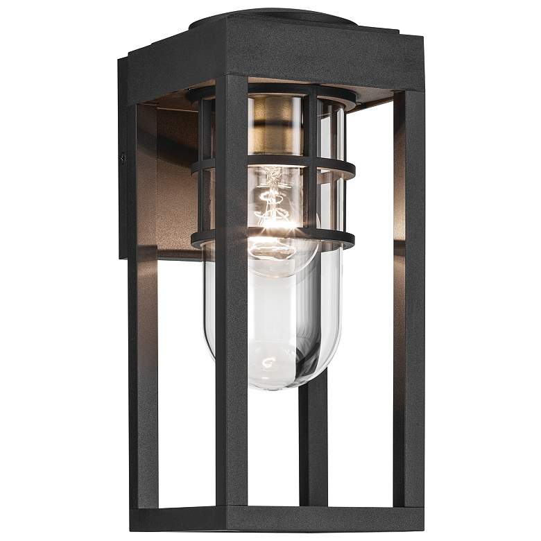 Image 1 Kichler Hone 13" High Textured Black Outdoor Wall Light