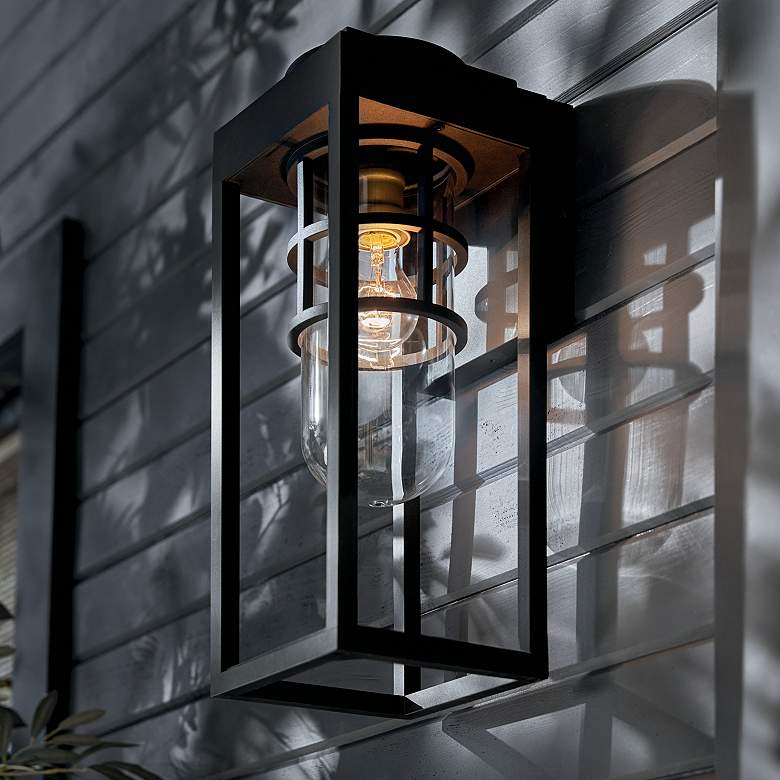 Image 1 Kichler Hone 18" High Black Rectangular Outdoor Wall Light