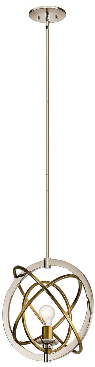 Kichler Ibis 15"W Polished Nickel and Brass Pendant Light