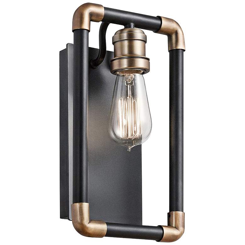 Image 1 Kichler Imahn 12 inch High Black Industrial Wall Sconce