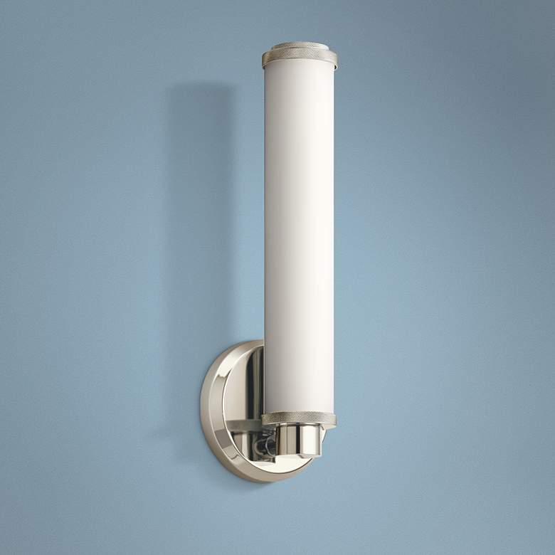 Image 1 Kichler Indeco 14 1/2" High Polished Nickel LED Wall Sconce
