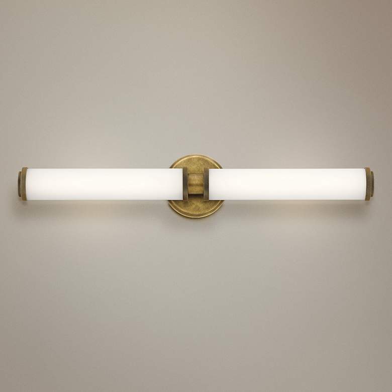 Image 1 Kichler Indeco 27 inch Wide Modern Natural Brass 2-LED Wall Sconce