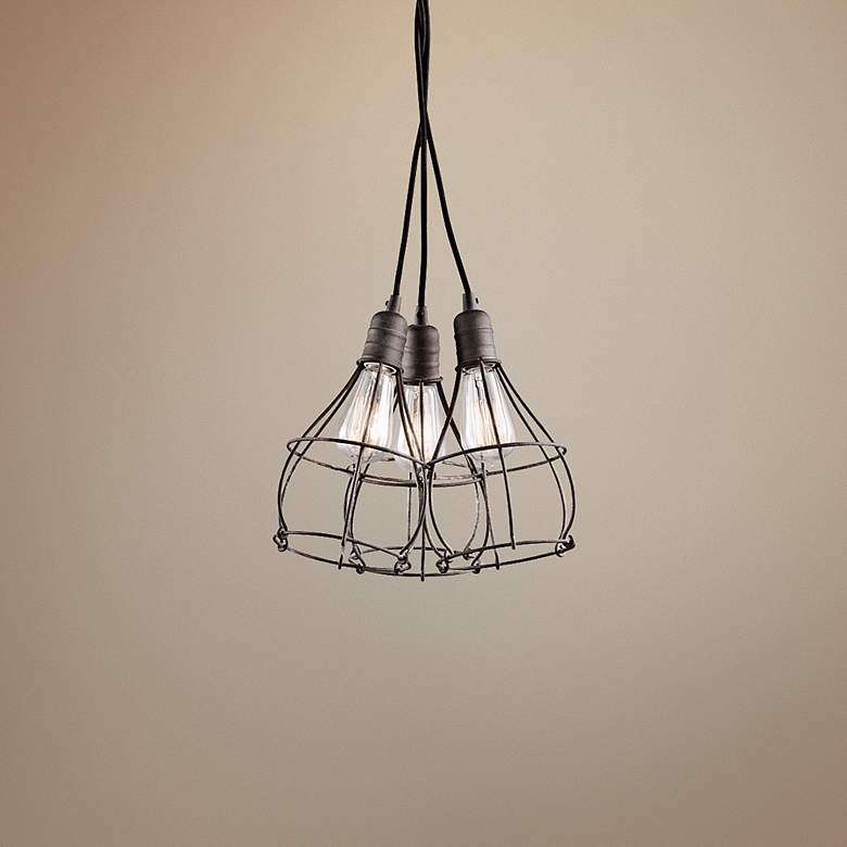 Image 1 Kichler Industrial Cage 15 1/4 inch Wide Zinc Pendant Light