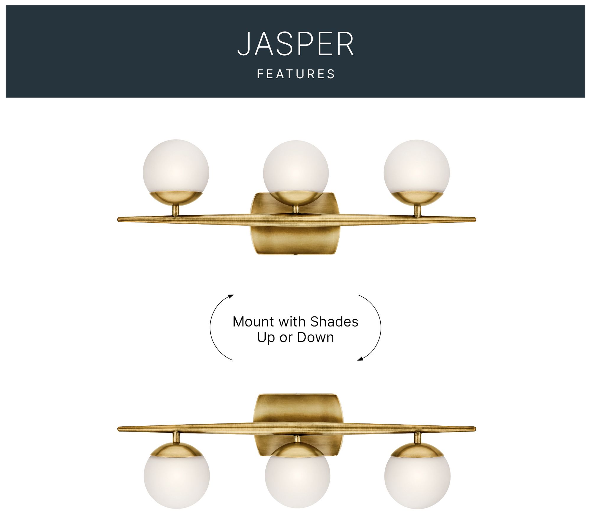 Kichler Jasper 24 1/2" Wide Natural Brass 3-Light Halogen Bath Light