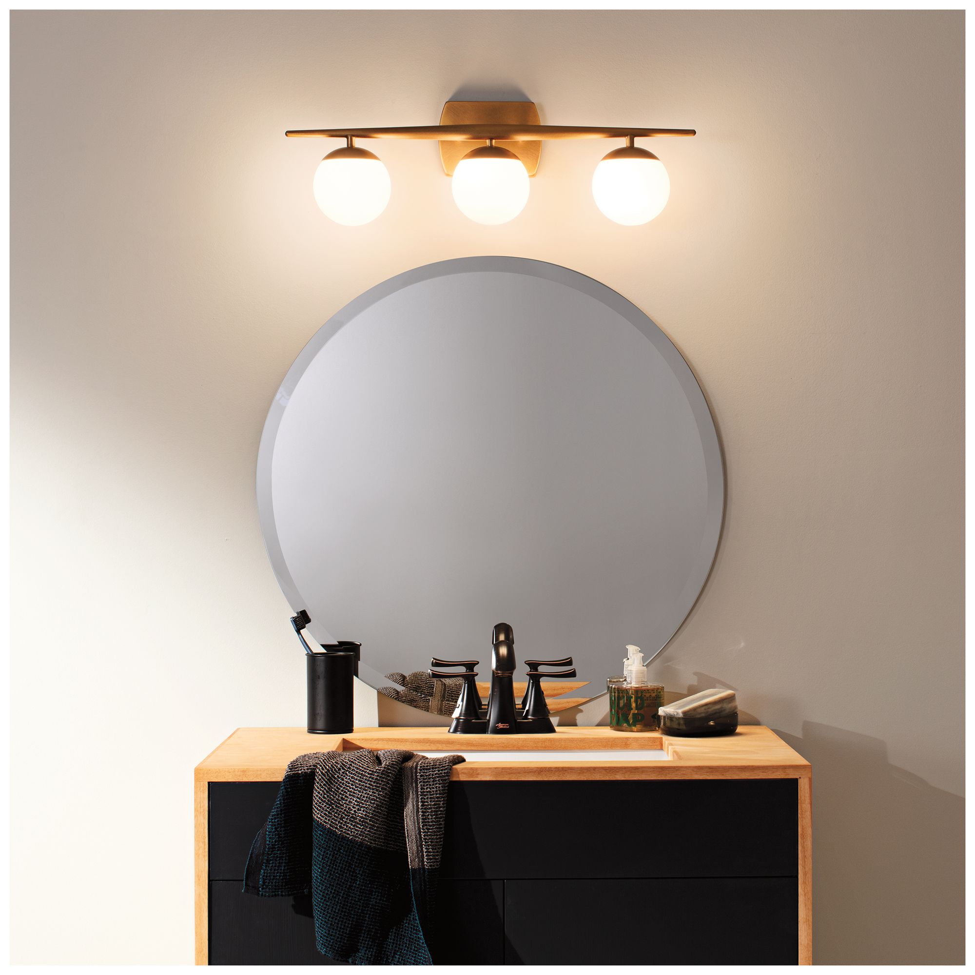 Kichler Jasper 24 1/2" Wide Natural Brass 3-Light Halogen Bath Light