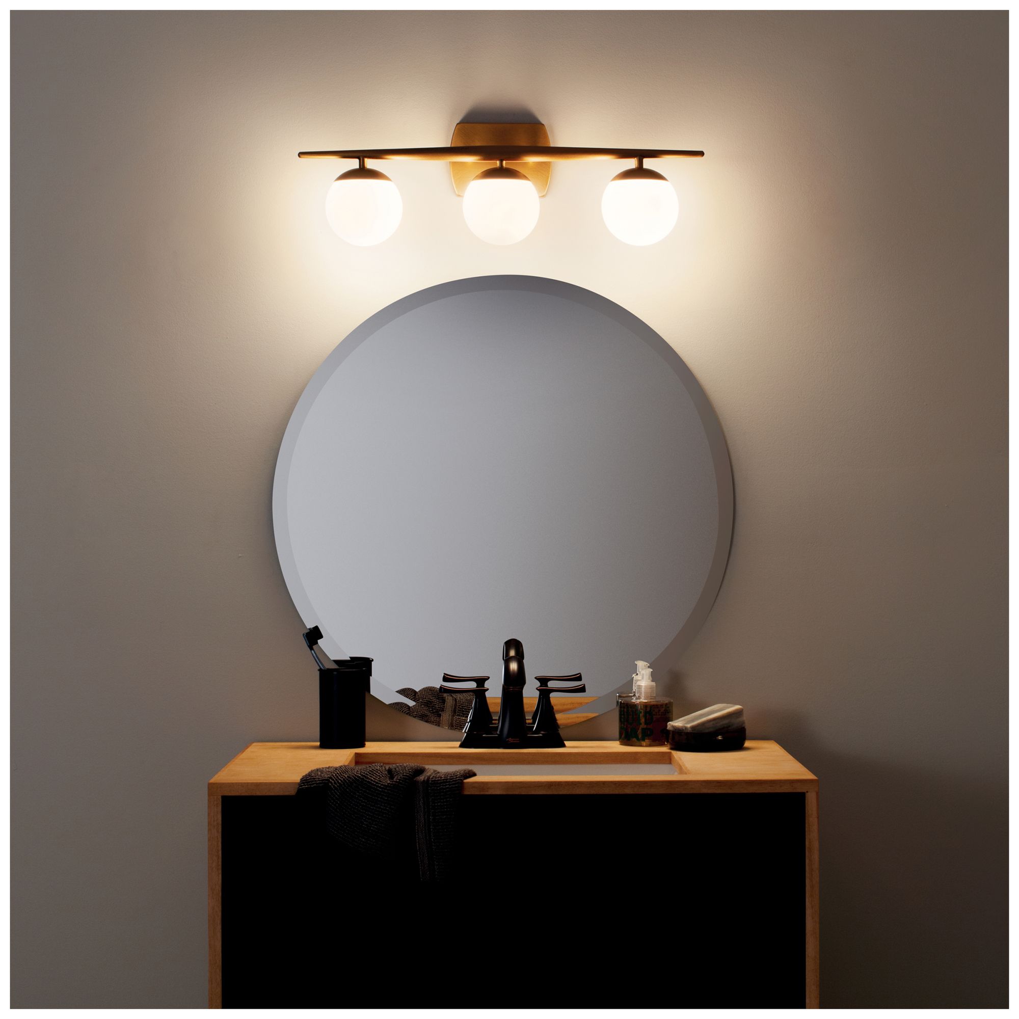 Kichler Jasper 24 1/2" Wide Natural Brass 3-Light Halogen Bath Light