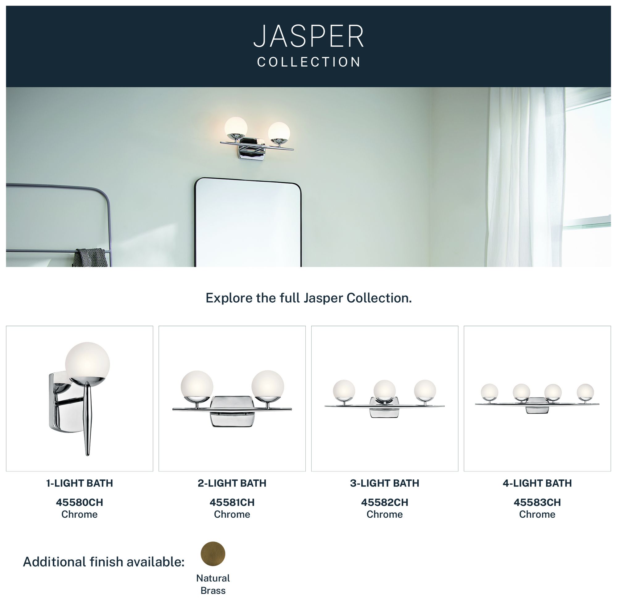 Kichler Jasper 32 1/4"W Chrome 4-Light Halogen Bath Light