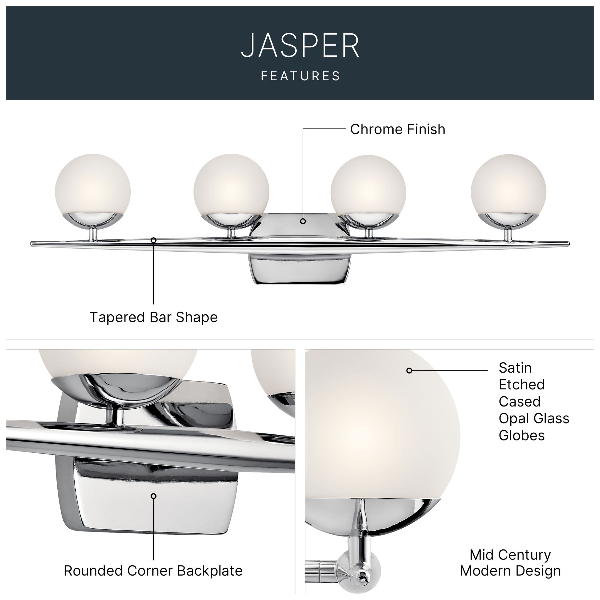 Image 7 Kichler Jasper 32 1/4"W Chrome 4-Light Halogen Bath Light more views