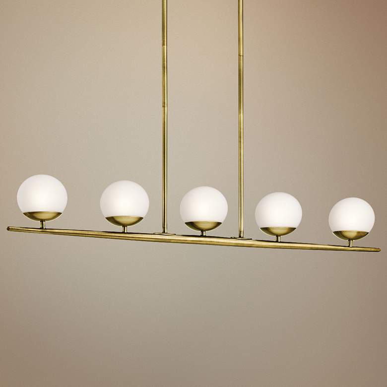 Image 1 Kichler Jasper Halogen 38 1/2"W Brass Linear Chandelier