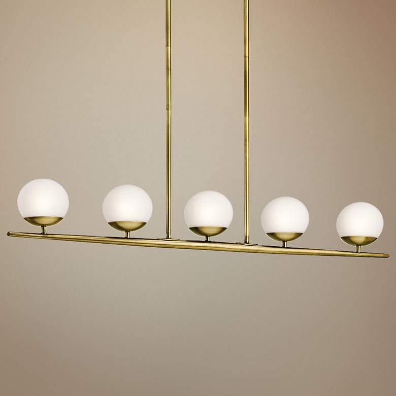 Image 1 Kichler Jasper Halogen 38 1/2 inchW Brass Linear Chandelier