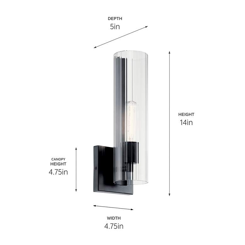Image 6 Kichler Jemsa 14" Black and Glass Modern Wall Sconce more views