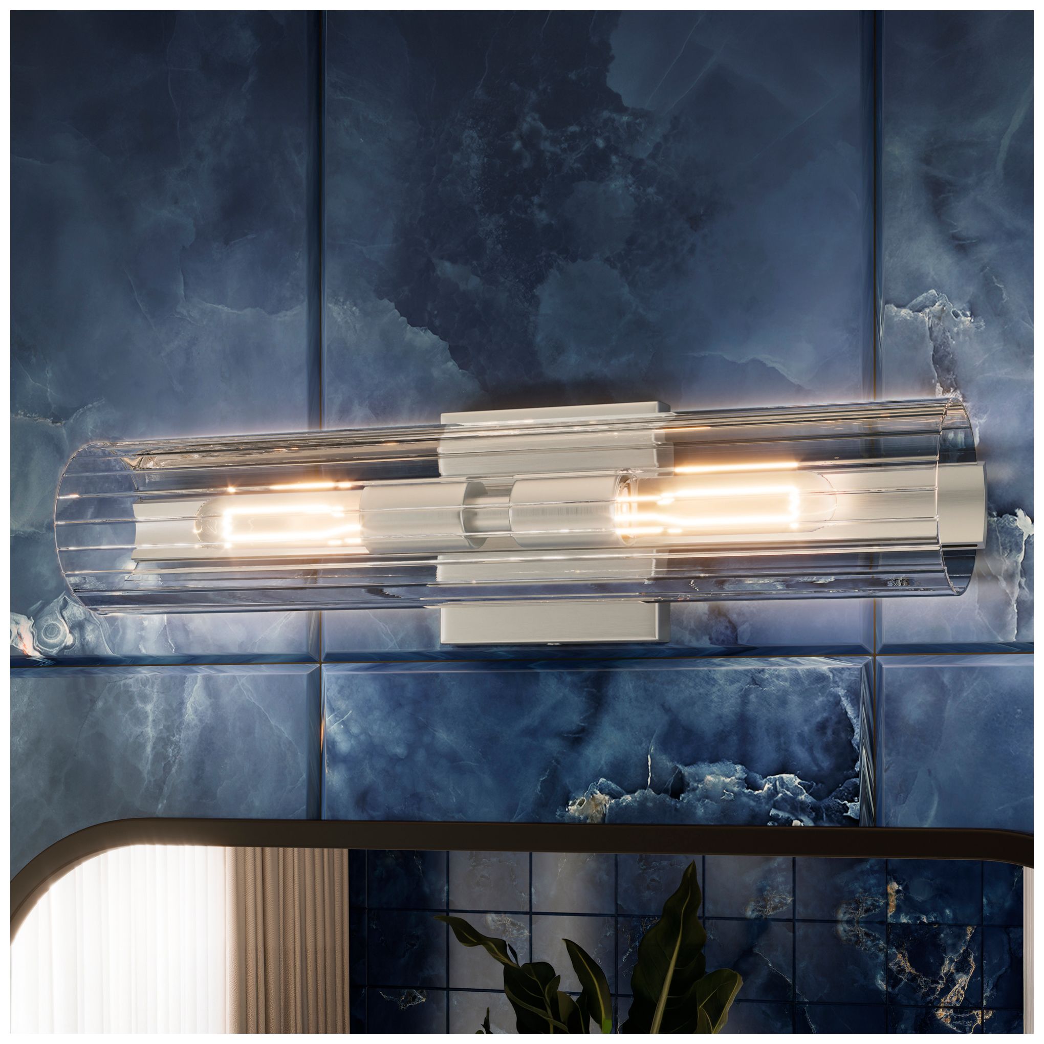 Image 2 Kichler Jemsa 18" 2-Light Brushed Nickel Wall Sconce w/ Clear Fluted Glass more views