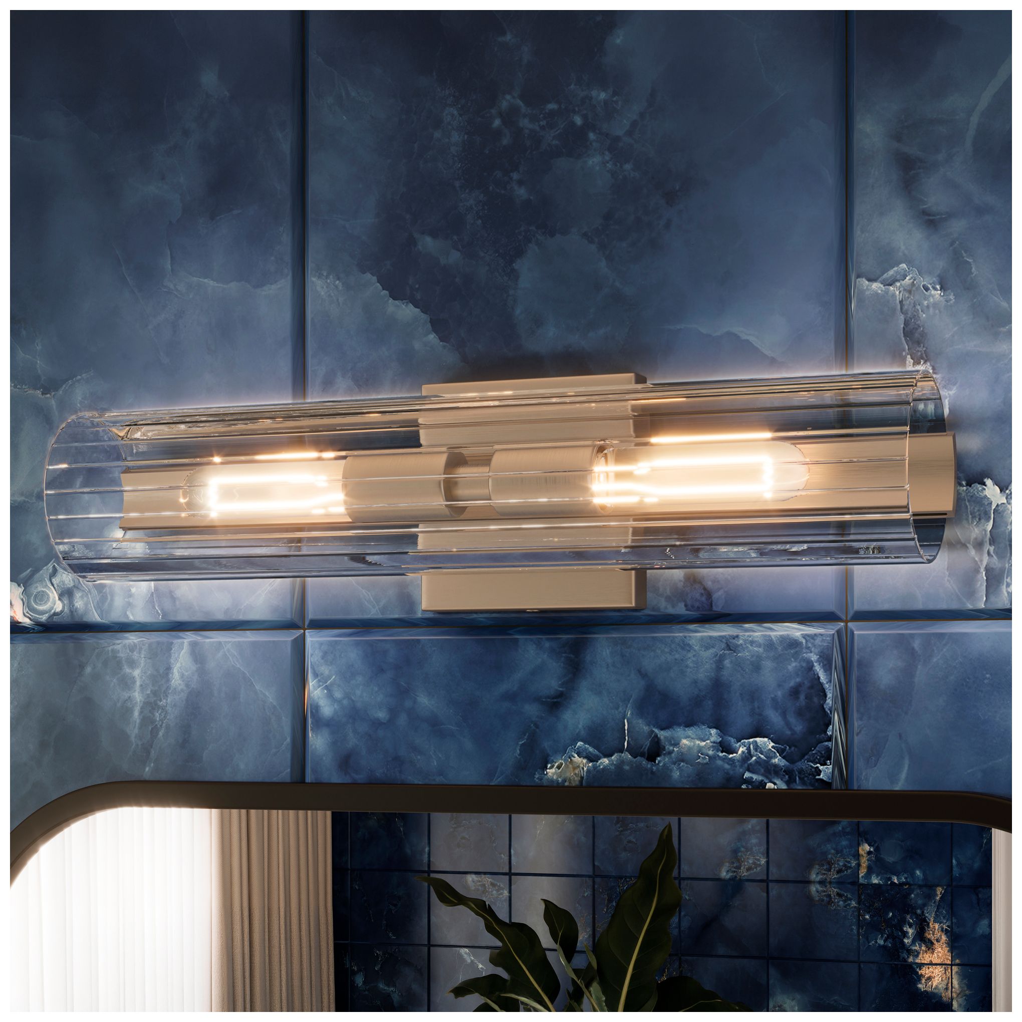Image 2 Kichler Jemsa 18" 2-Light Champagne Bronze Wall Sconce w/Clear Fluted Glass more views