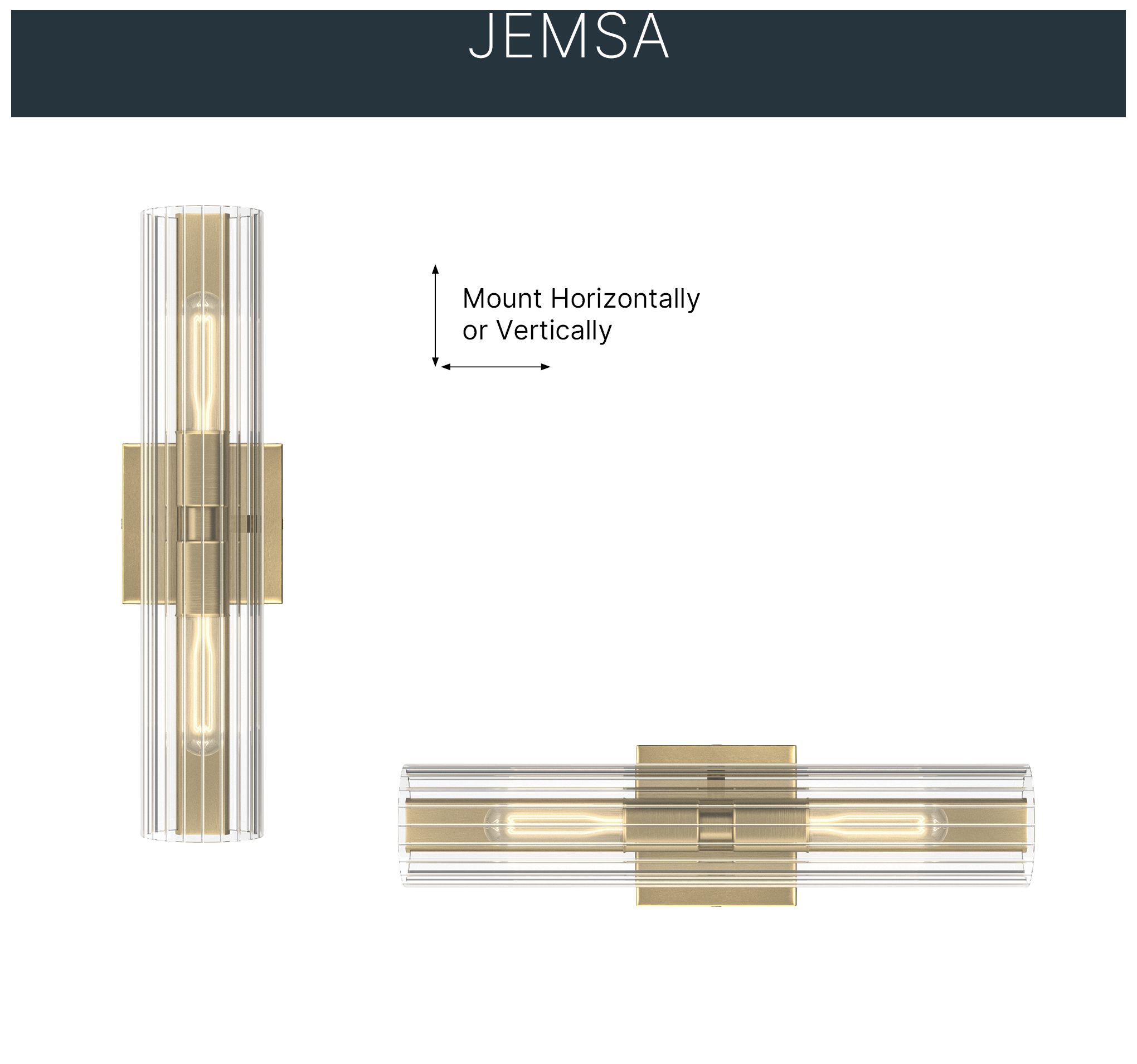Image 4 Kichler Jemsa 18" 2-Light Champagne Bronze Wall Sconce w/Clear Fluted Glass more views