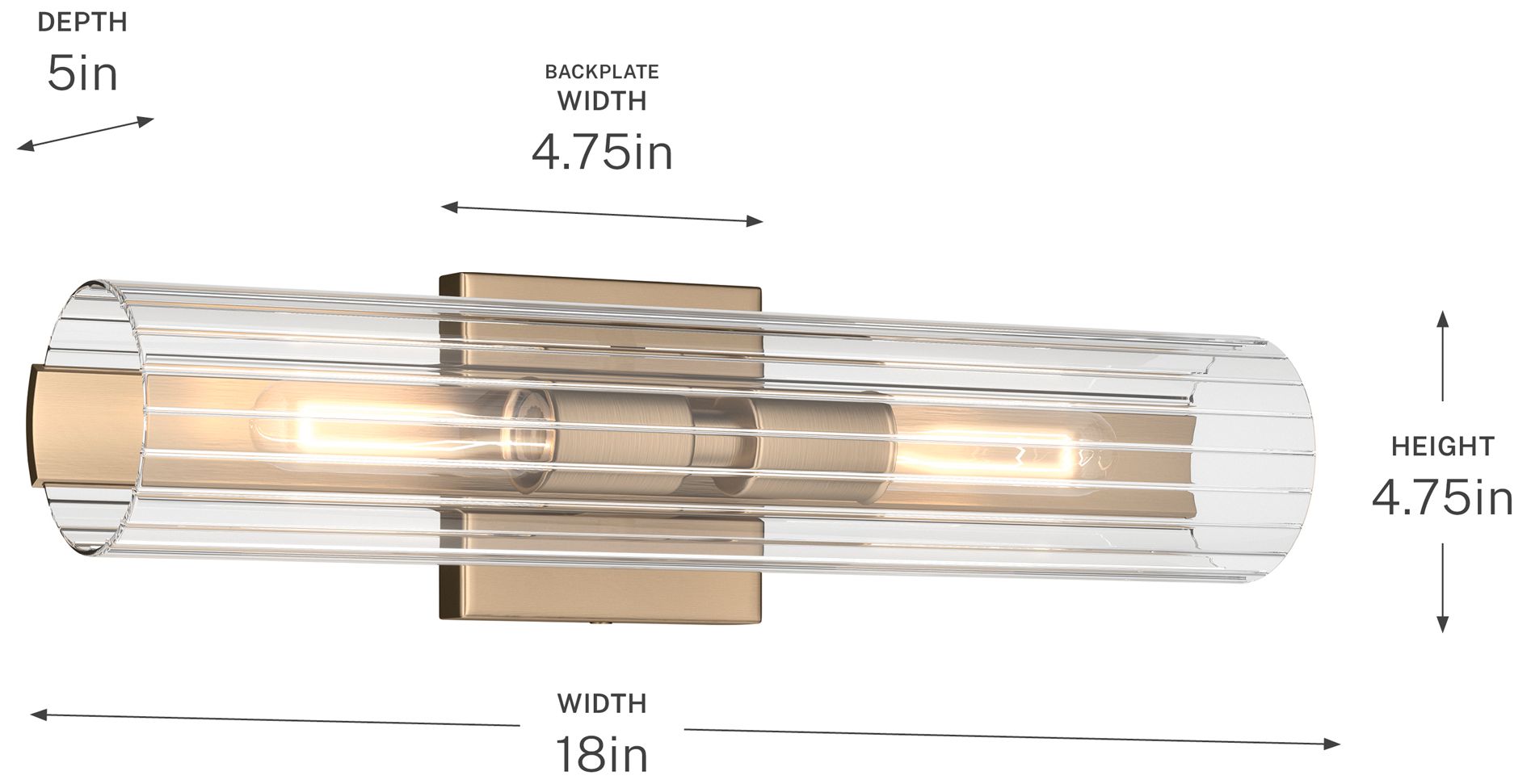 Kichler Jemsa 18" 2-Light Champagne Bronze Wall Sconce w/Clear Fluted Glass
