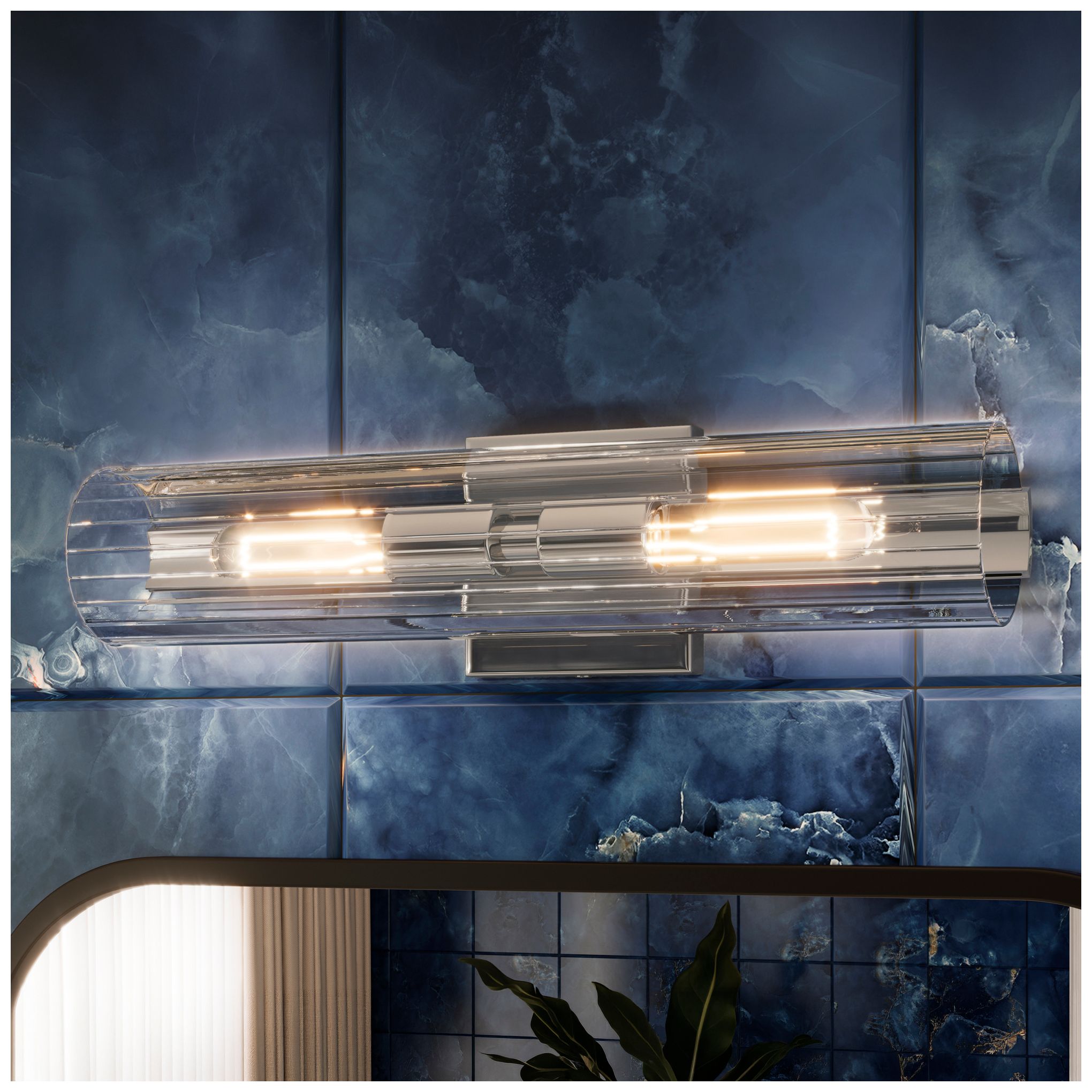 Image 2 Kichler Jemsa 18" 2-Light Polished Nickel Wall Sconce w/ Clear Fluted Glass more views