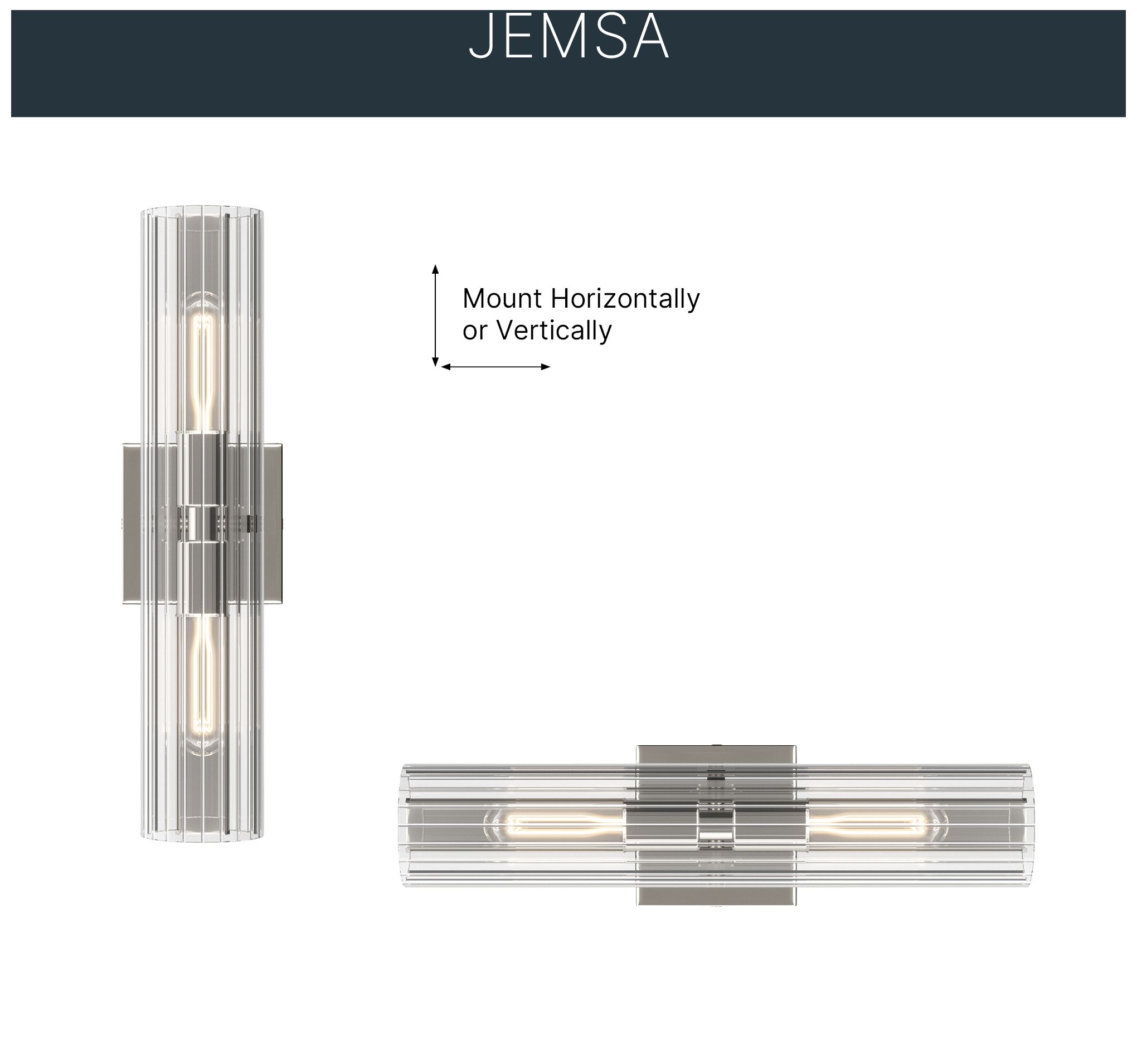 Image 4 Kichler Jemsa 18" 2-Light Polished Nickel Wall Sconce w/ Clear Fluted Glass more views