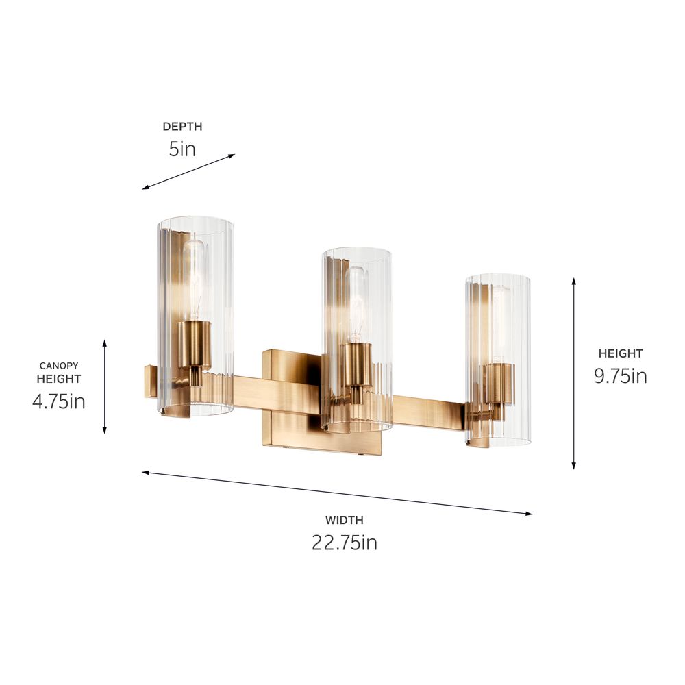 Image 6 Kichler Jemsa 22 3/4" Wide Champagne Bronze 3-Light Bath Light more views