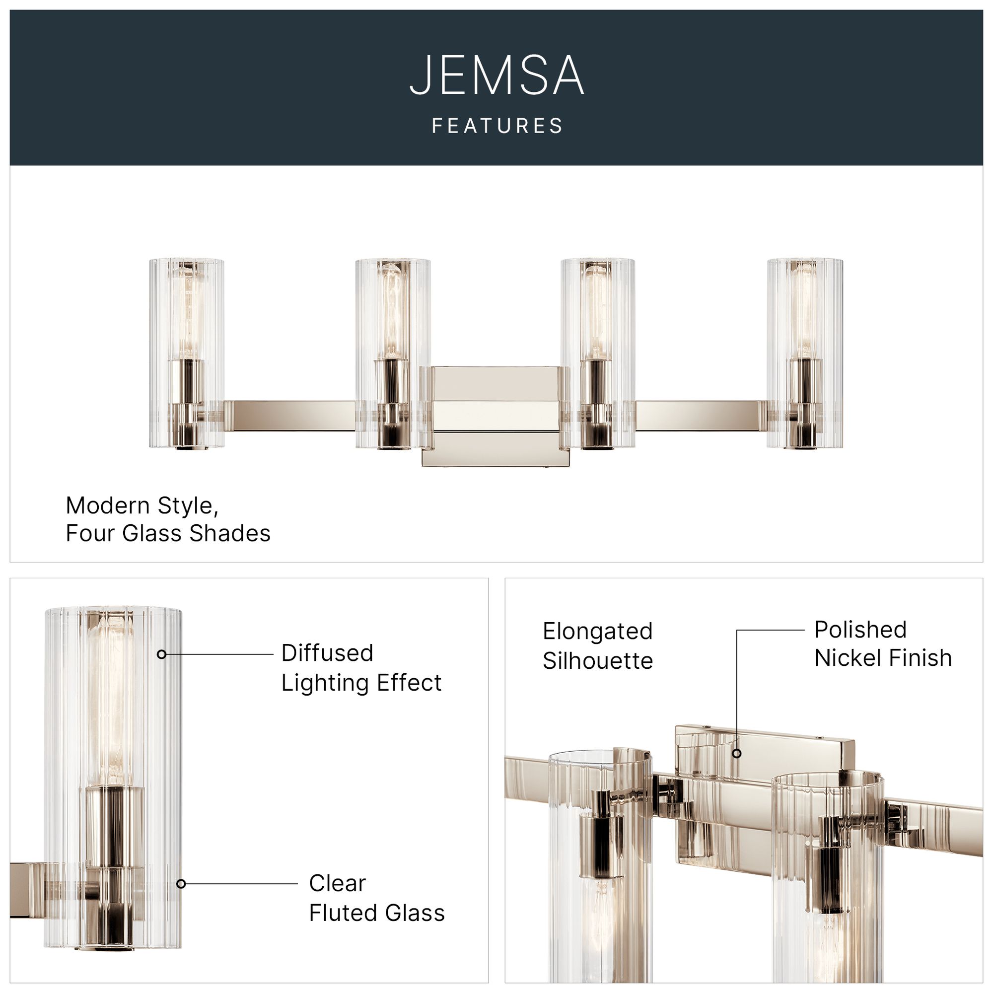 Image 7 Kichler Jemsa 32" Wide Polished Nickel 4-Light Bath Light more views