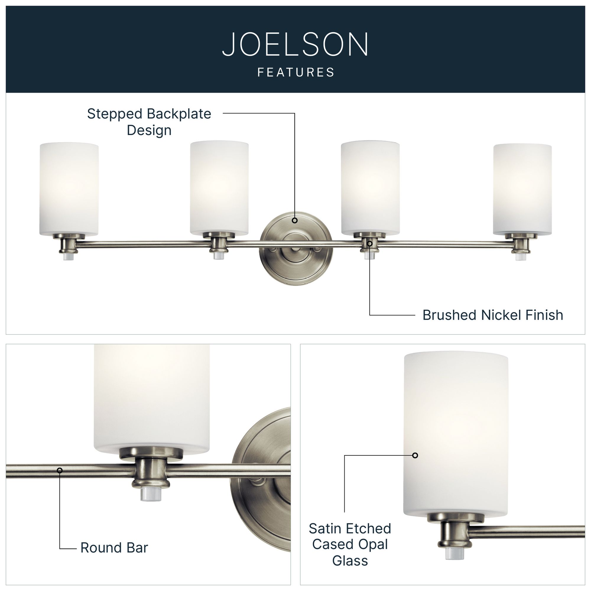 Image 4 Kichler Joelson 34" Wide 4-Light Brushed Nickel Bath Light more views
