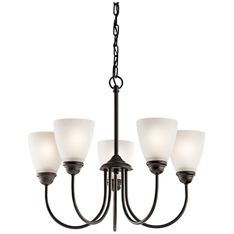 Image 1 Kichler Jolie 22 inch Wide Olde Bronze White Glass Uplight Chandelier