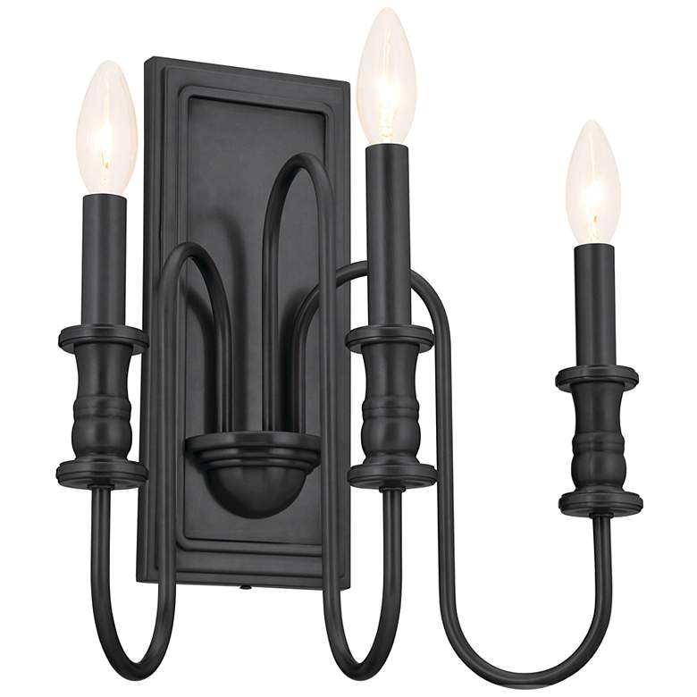 Image 2 Kichler Karthe 14 1/2" High Black 3-Light Wall Sconce