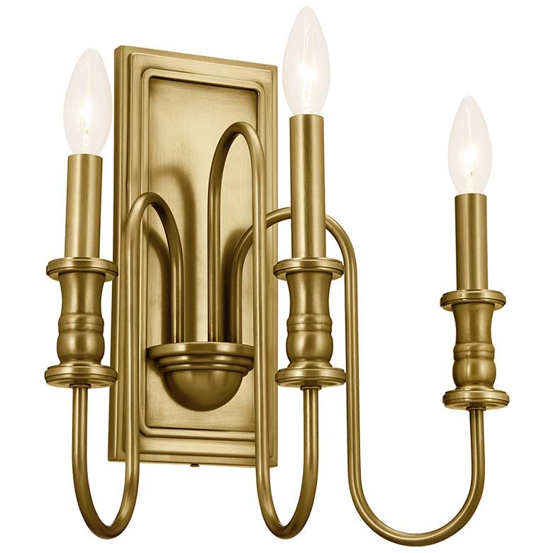 Image 3 Kichler Karthe 14 1/2"H Natural Brass 3-Light Wall Sconce