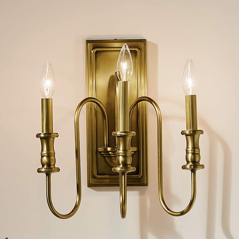 Image 2 Kichler Karthe 14 1/2"H Natural Brass 3-Light Wall Sconce