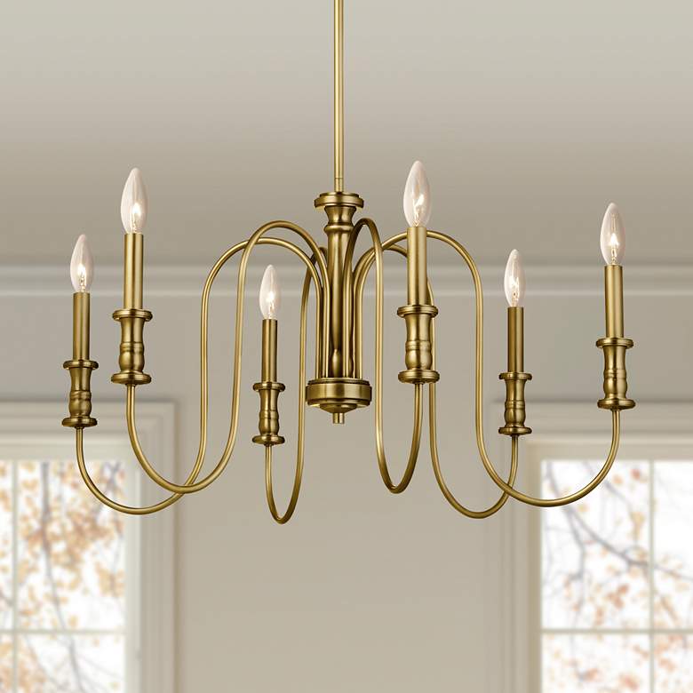 Image 1 Kichler Karthe 28 3/4" Wide Natural Brass 6-Light Chandelier