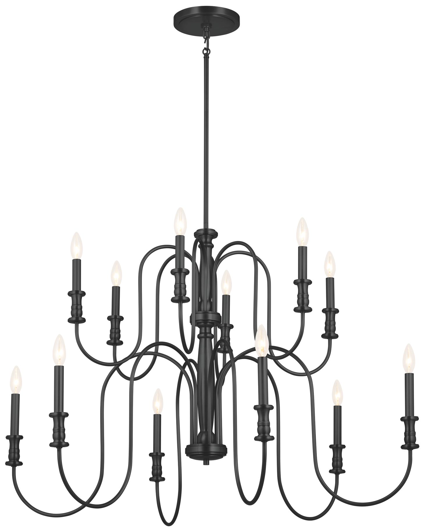 Kichler Karthe 42" Wide Black 12-Light 2-Tier Chandelier