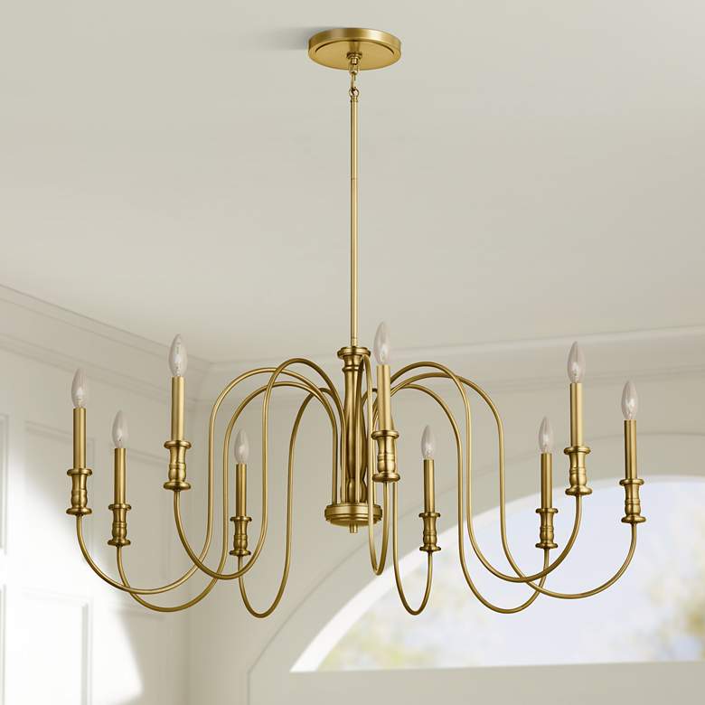 Image 1 Kichler Karthe 42" Wide Natural Brass 9-Light Chandelier