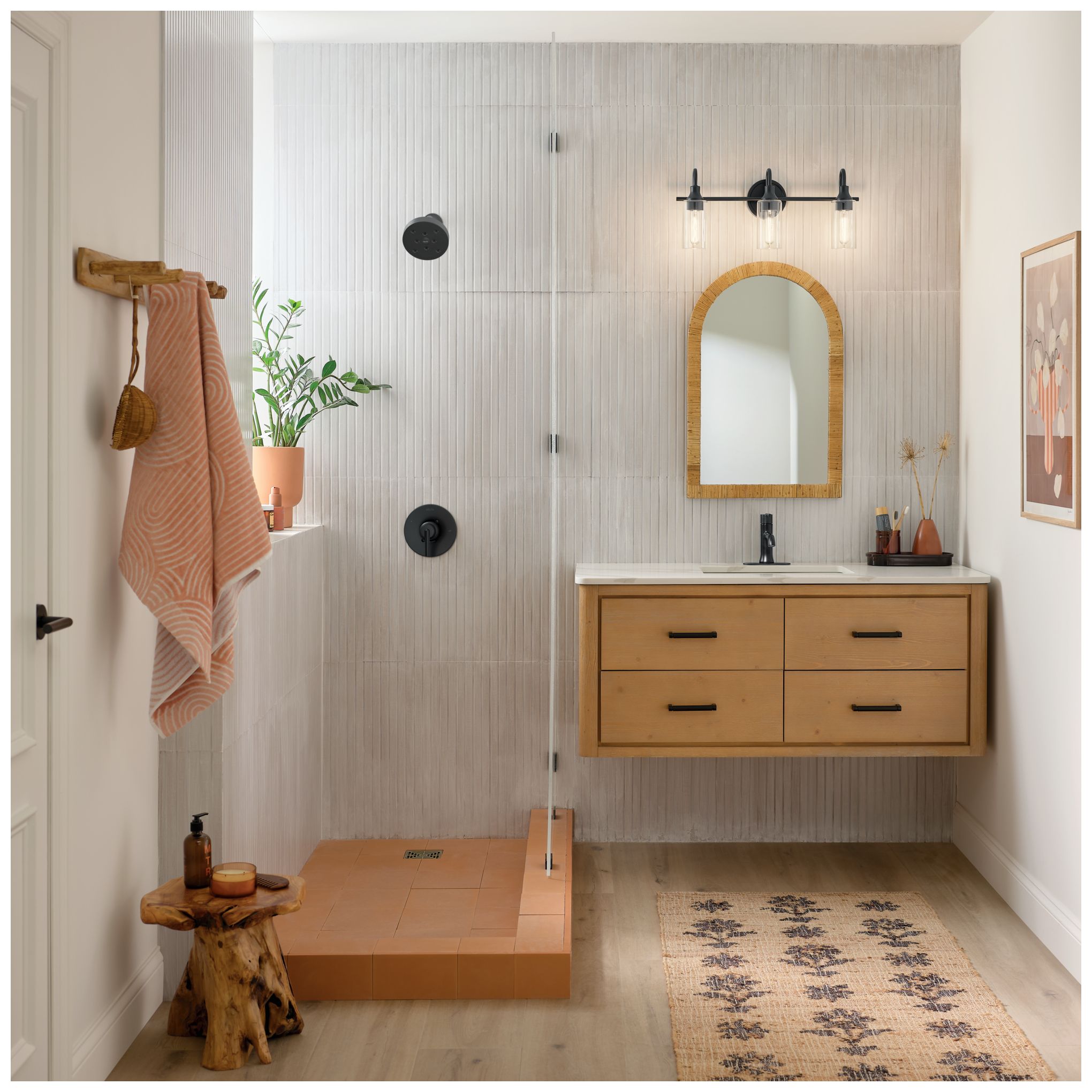 Image 5 Kichler Kavi Black Bath 3Lt with Clear Glass more views