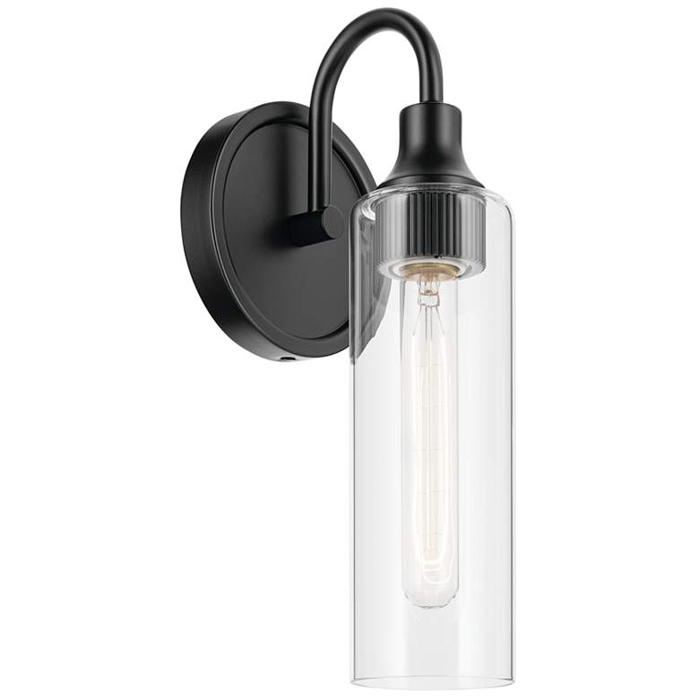 Image 1 Kichler Kavi Black Wall Sconce 1Lt with Clear Glass