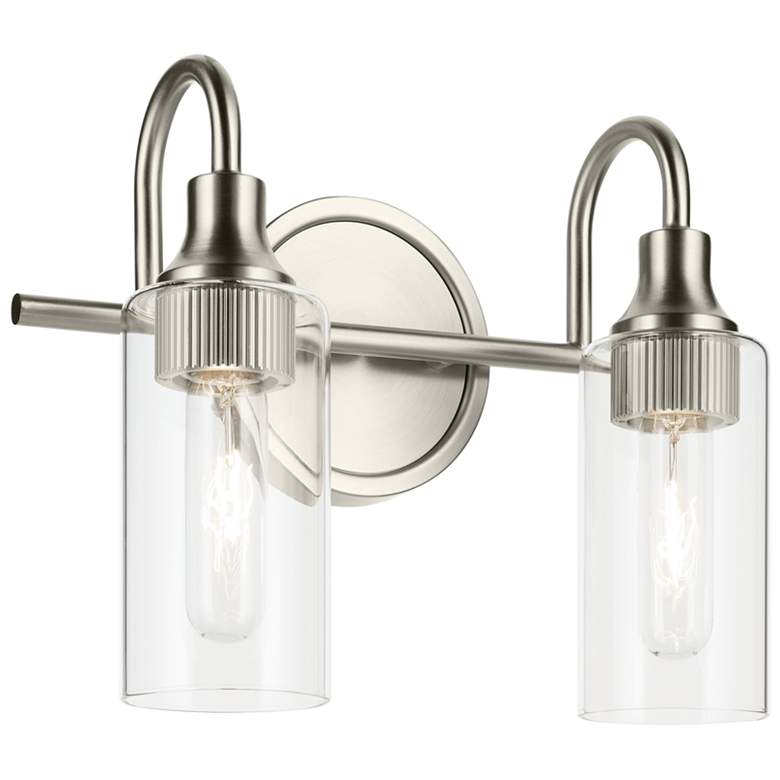 Image 1 Kichler Kavi Brushed Nickel Bath 2Lt with Clear Glass