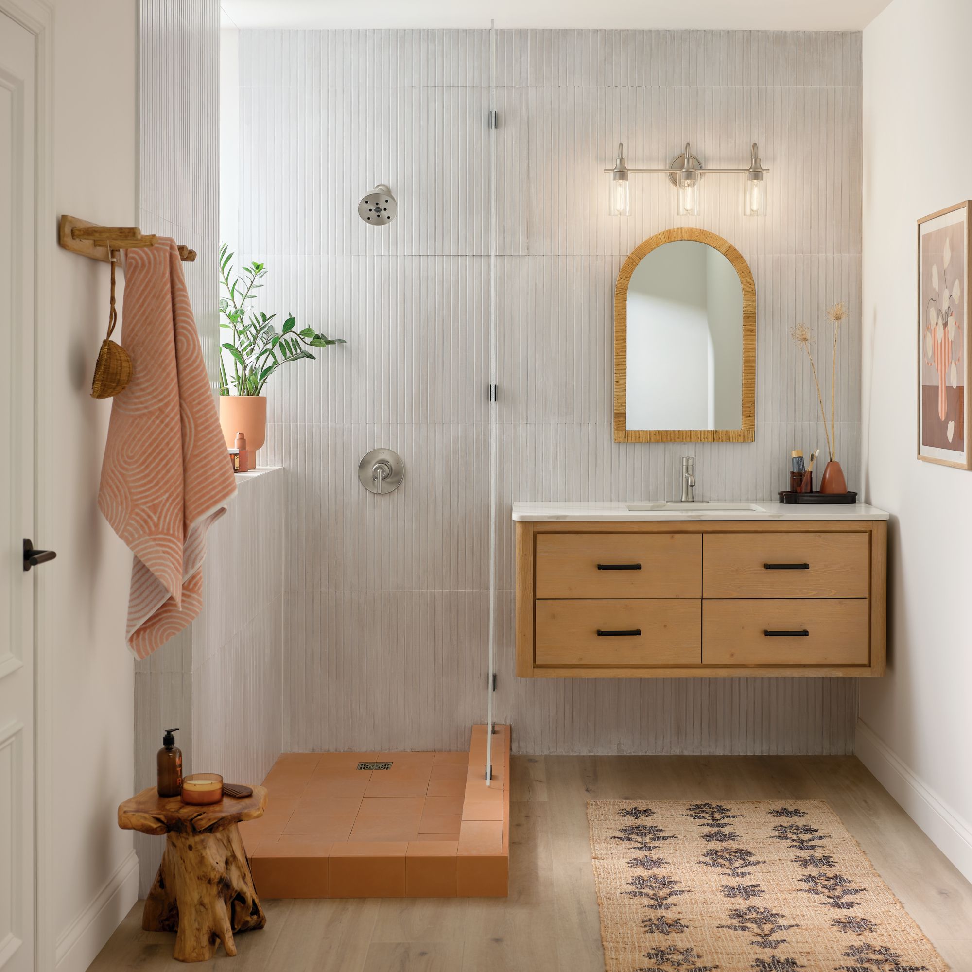 Image 2 Kichler Kavi Brushed Nickel Bath 3Lt with Clear Glass more views