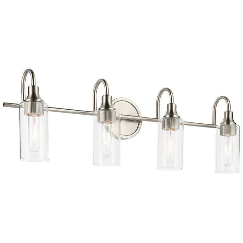 Image 1 Kichler Kavi Brushed Nickel Bath 4Lt with Clear Glass