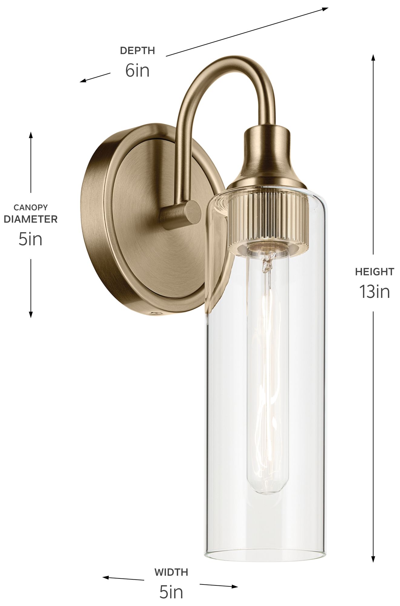 Image 6 Kichler Kavi Champagne Bronze Wall Sconce 1Lt with Clear Glass more views