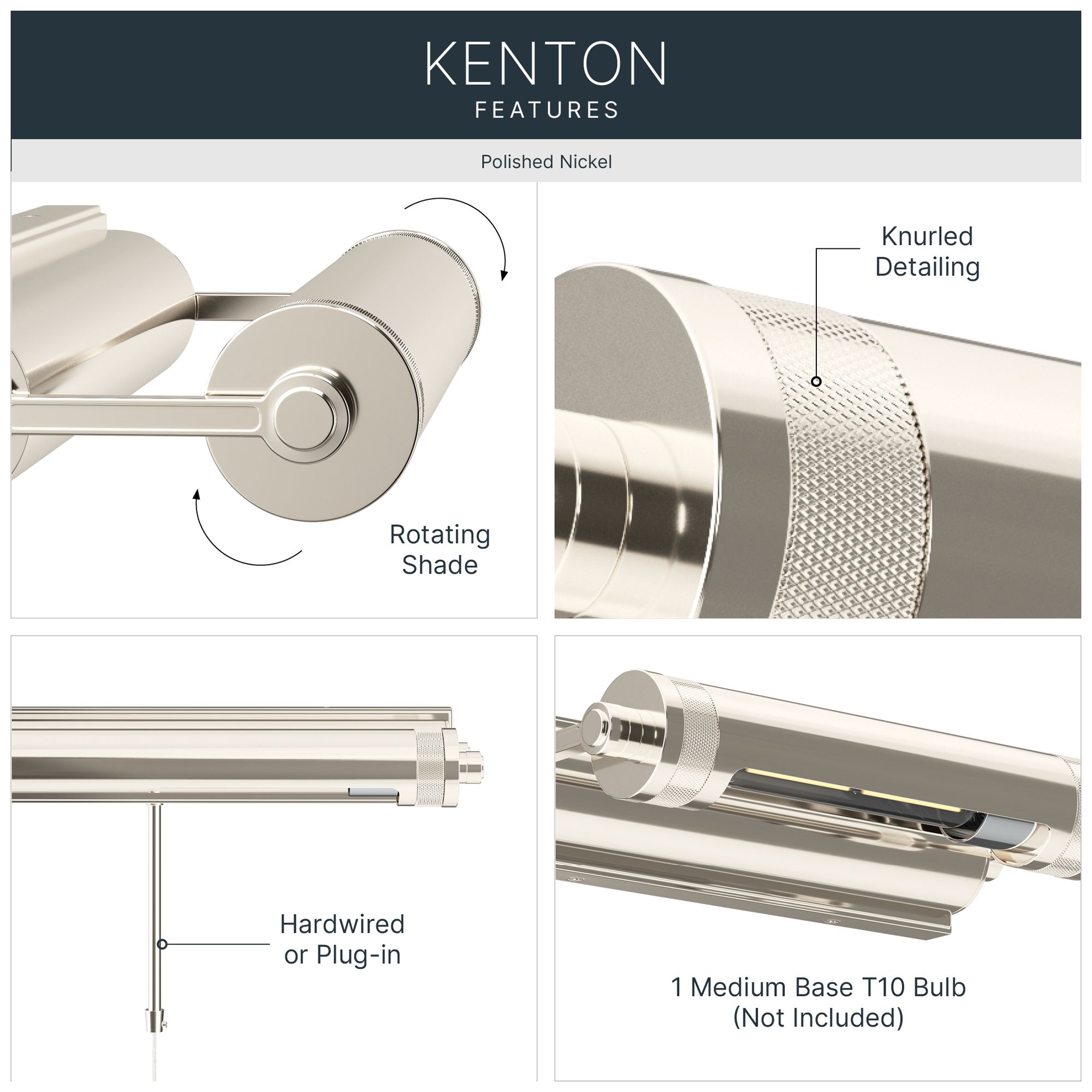Image 4 Kichler Kenton 12" 1-Light Picture Light in Polished Nickel more views