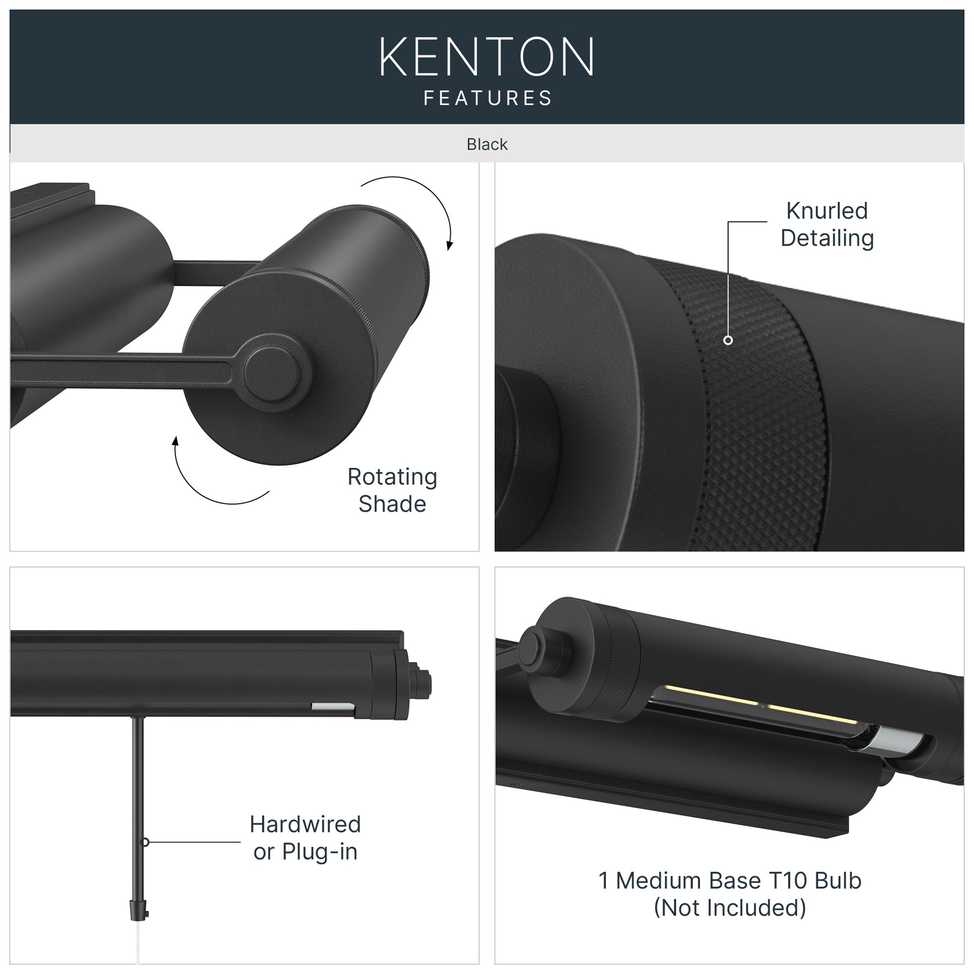 Image 4 Kichler Kenton 12" 1-Light Picture Light in Black more views